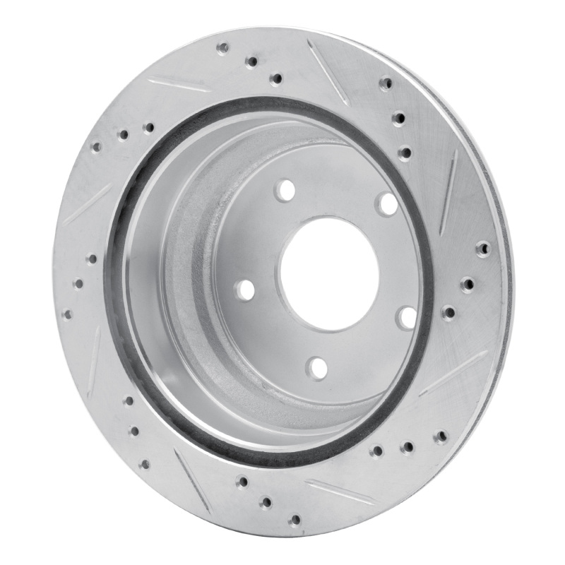 Chevrolet S10 Brake Rotor (1) - Rear Left - R1 Concepts - Drilled & Slotted - Silver - `97-`05
